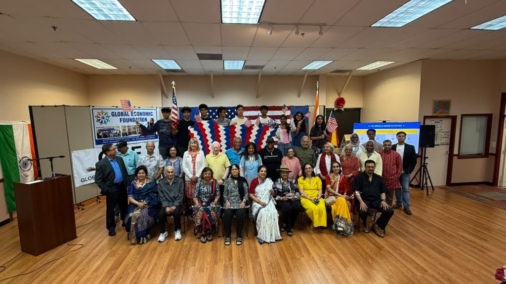 Students and seniors gathered together at a community event